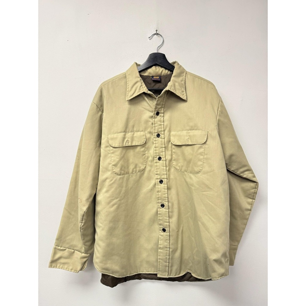 Vintage Montgomery Ward Shirt Mens‎ XL Beige Quilted Workwear Button Front 90s